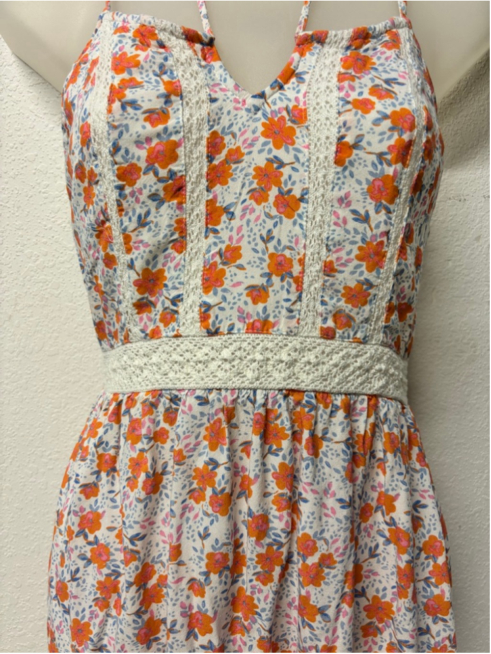 Sun Dress Jopana White Orange Floral High Low Dress Small - Picture 4 of 7